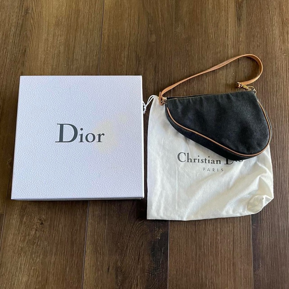 Vintage Dior Mini Denim Saddle Shoulder Bag